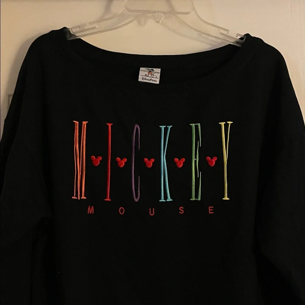 Disney Parks Black Sweater with Colorful Mickey Mouse Design size L - Picture 2 of 5